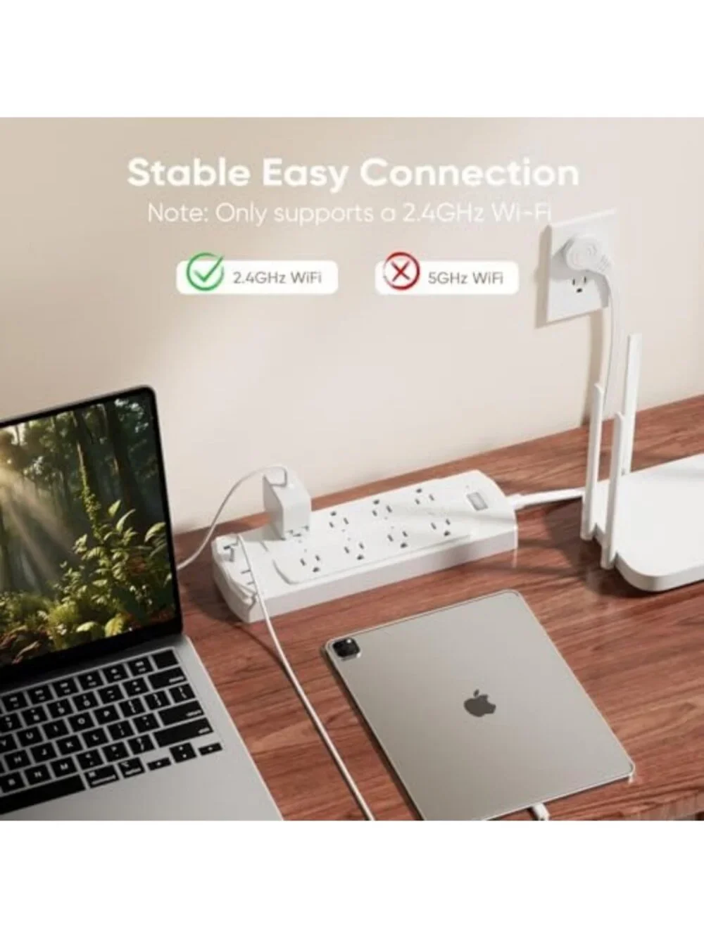 Smart Power Strip with 6 Outlets & 4 USB Ports, 5FT Flat Plug for Home Office
